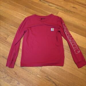 CARHARTT Boys Large Red Long Sleeve Graphic Shirt 14 16 Work Farm Outdoor